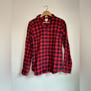 J. Crew Perfect Fit Red & Navy Blue Flannel Size Small